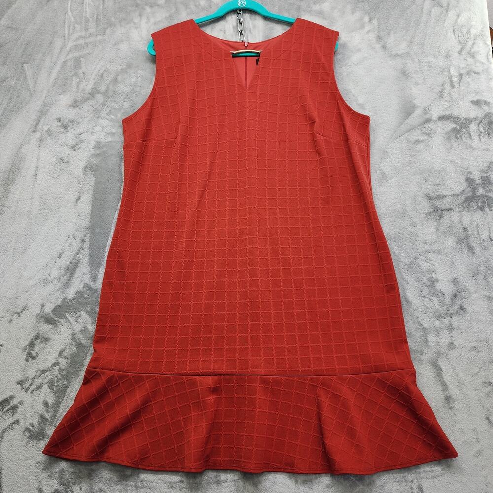 Stella & Julie Dress Womens 20W Dark‎ Orange Sleeveless Cutout Ruffle Hem Shift